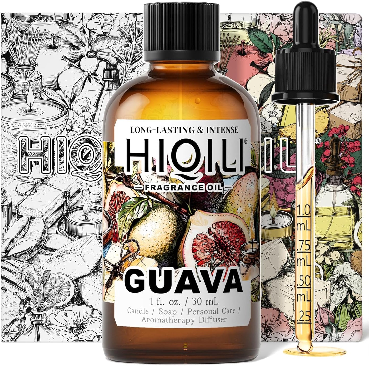 HIQILI Guava Fragrance Oil for Candle, Soap & Bath Bombs Making, Long-Lasting Fruity Scent, and Indoor Diffusers Use - 1 Fl Oz