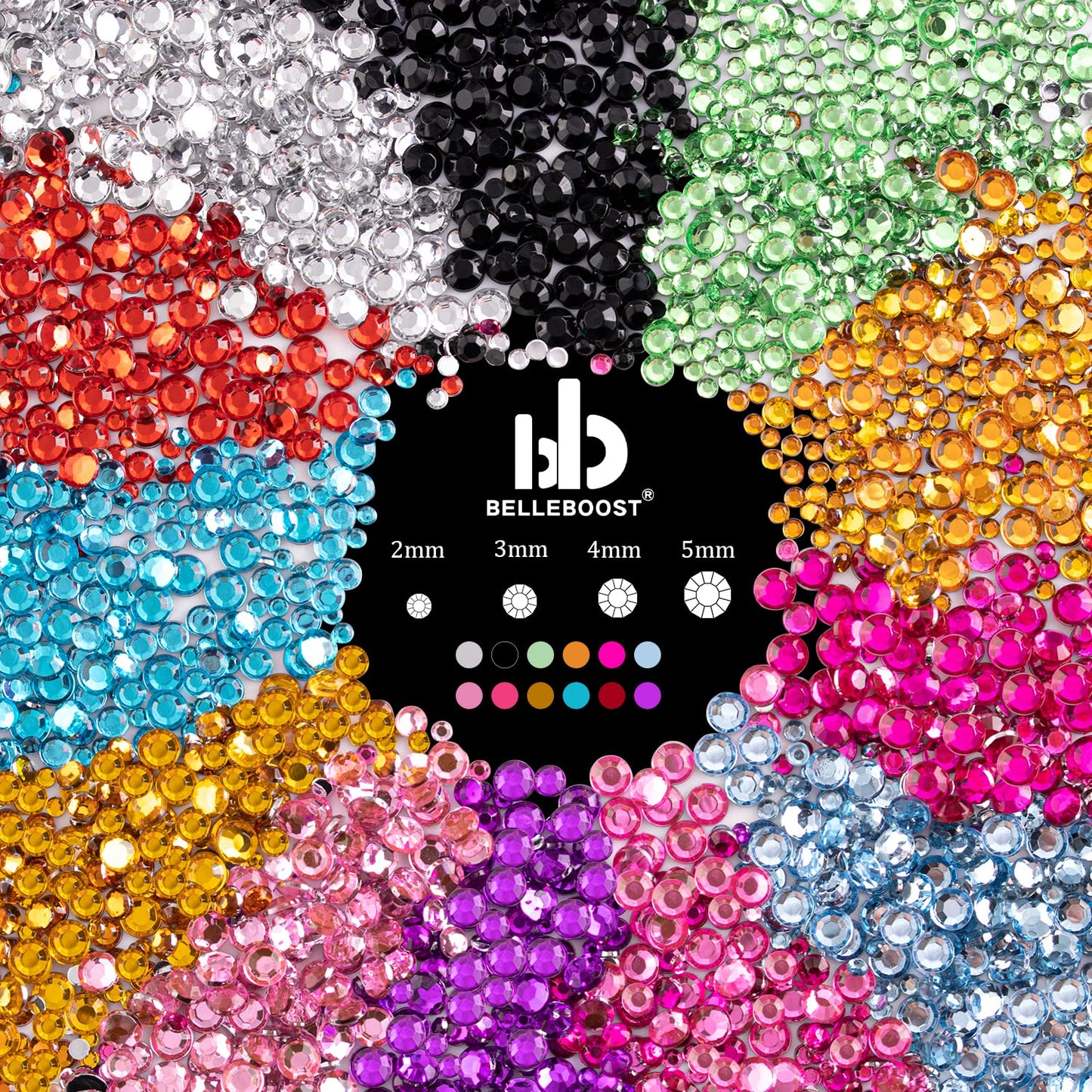 Flat Back Rhinestone Kits Colorful Rhinestones+Transparent White Gems With Picker Pencil And Tweezer For Home DIY And Professional Nail Art