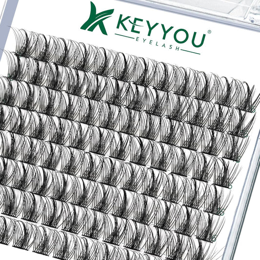 Lash Clusters,96 Pcs Cluster Lashes D Curl 16mm DIY Lash Extensions Eyelash Clusters,KEYYOU Volume Wispy Individual Lashes Soft&Comfortable Easy DIY at Home(Y09,D-16mm)