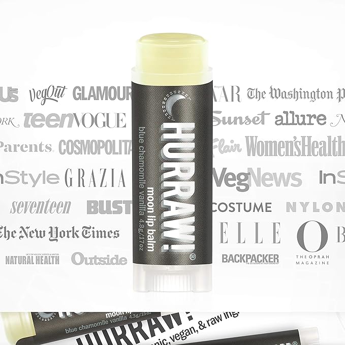 Hurraw! Moon Night Treatment (Blue Chamomile, Vanilla) Lip Balm: Organic, Certified Vegan, Cruelty and Gluten Free. Non-GMO, 100% Natural. Bee, Shea, Soy and Palm Free. Made in USA