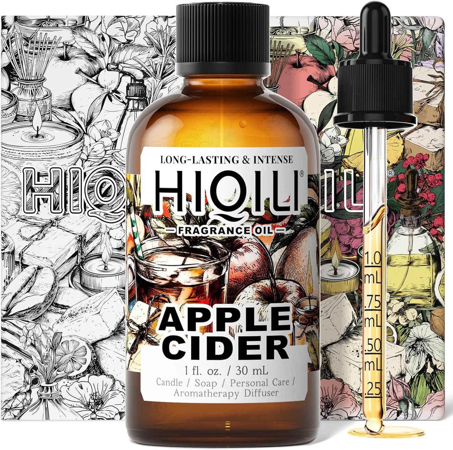 HIQILI Apple Cider Fragrance Oil - Making DIY Candle & Soap, Luxury Wine Scented, for Home & Office Essential Oil Diffuser Use - 1 Fl Oz