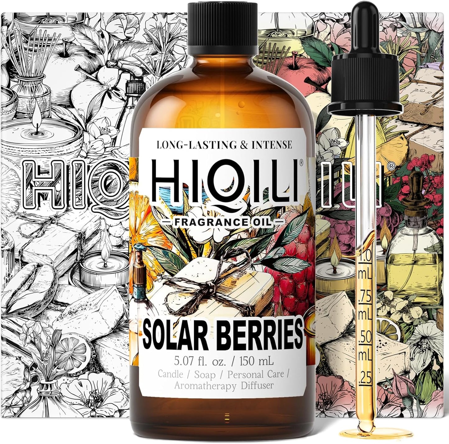 HIQILI Solar Berries Fragrance Oil - Perfect for Making Candles, Bath Bombs, Perfume, Reed Diffuser Oil Refill, Home & Office - 5.07 Fl Oz