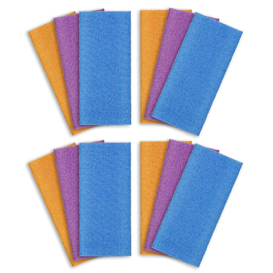 ARCH&M Exfoliating Washcloth 12 Pack Back Scrubber for Shower Towel Body Scrubber Microabrasion Sponge Japanese Bath Wash Korean Exfoliating Beauty Wash Cloth Loofah Scrubber OPNB