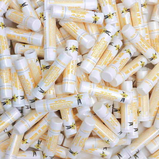 150-Pack Lip Balm in Bulk by Naturistick. Vanilla Scent. 100% Natural Ingredients. Best Beeswax Chapstick for Dry, Chapped Lips. Made in USA