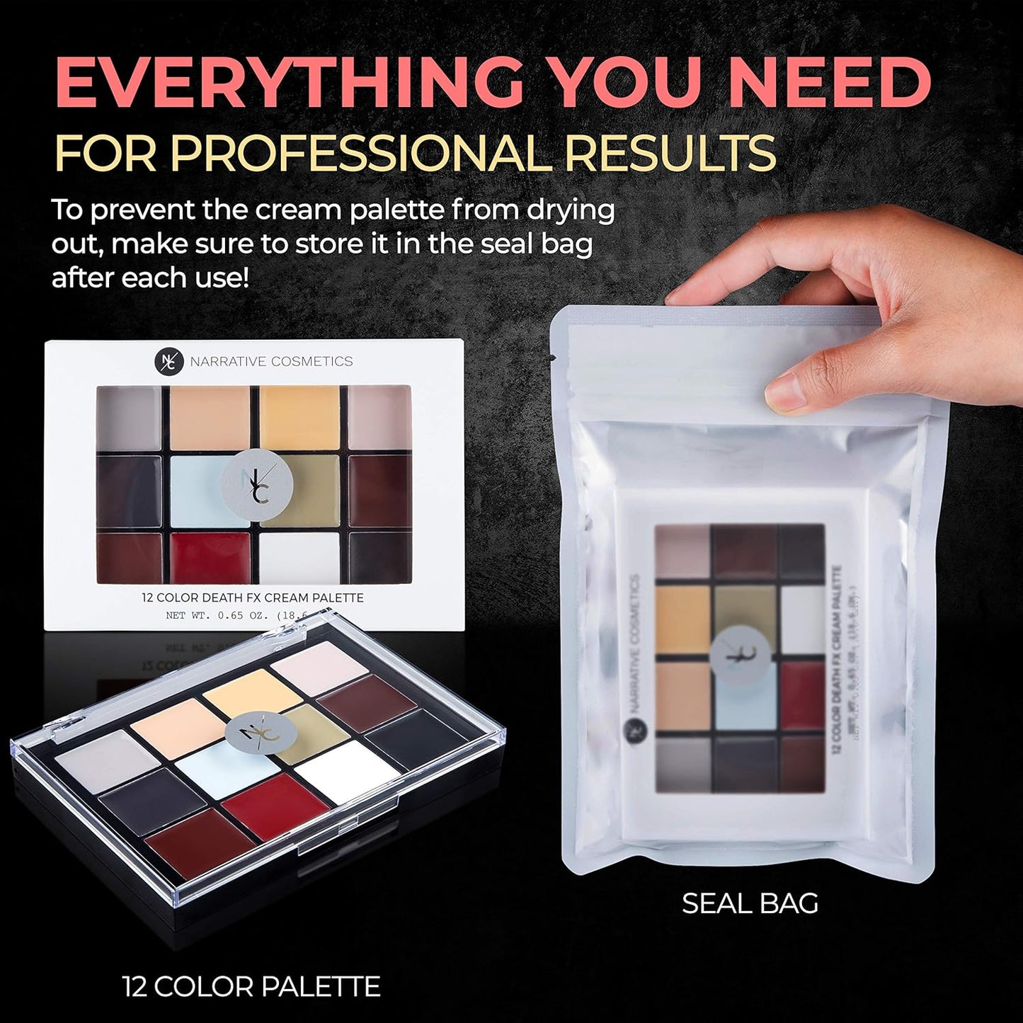 12-Color Death FX Cream Palette, Professional Quick Drying Waterproof SFX Makeup for the Stage, Film, Costumes, Cosplay, Halloween