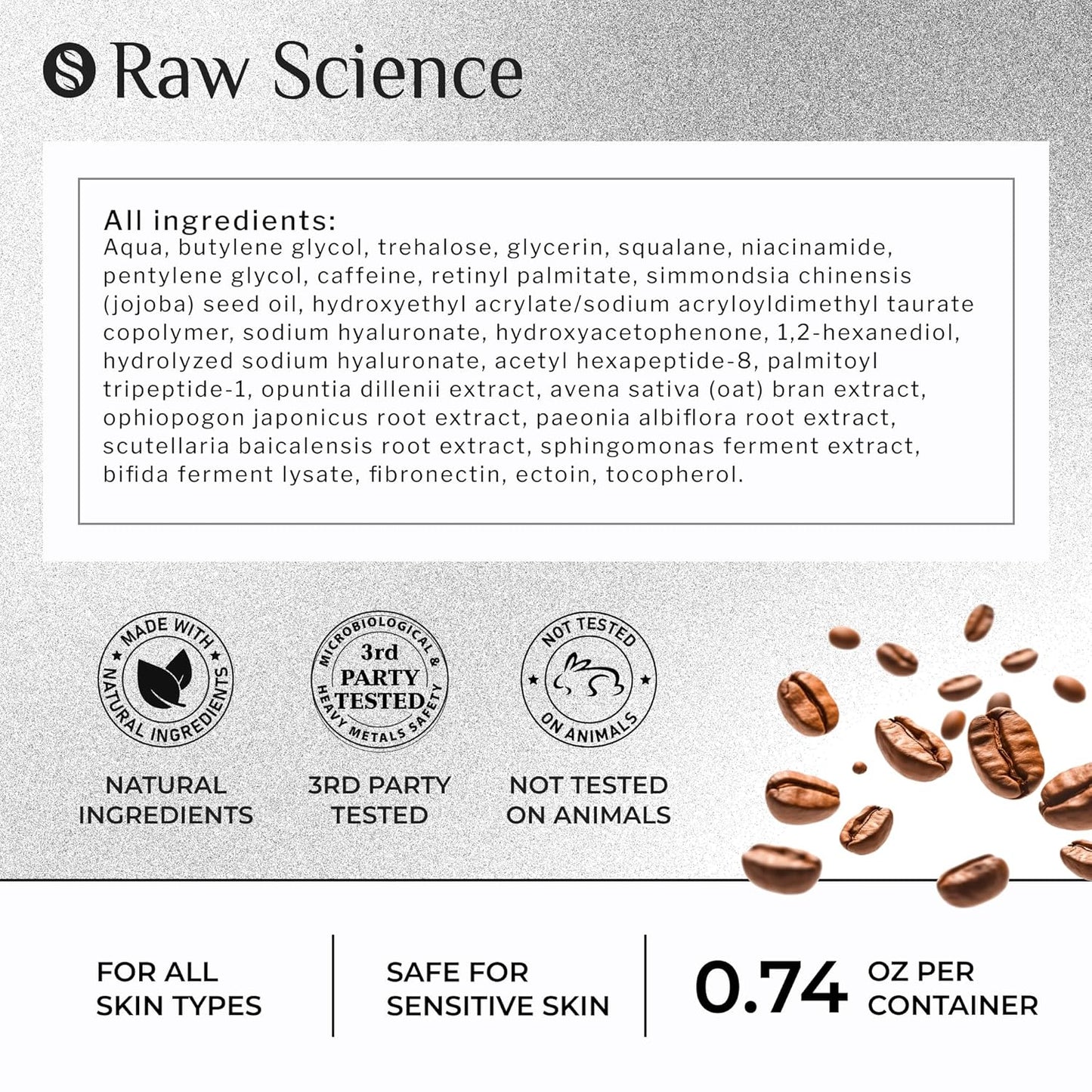 Eye Serum for Puffy Eyes & Dark Circles Treatment, Caffeine, Niacinamide, Hyaluronic Acid, Retinol, Instant Moisturizer instead Eye Cream, Reduces Eye Bags & Puffiness, Skin Care Eye Depuffer, 0.74 OZ