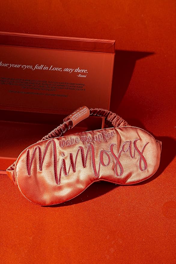 ESNA HOME Luxury Silk Sleep Mask | 22-Momme Mulberry Silk | Ultra Comfort | Deeper Relaxation | Present-Ready Packaging | Luxury Christmas for Her (Wake Me Up for Mimosas)